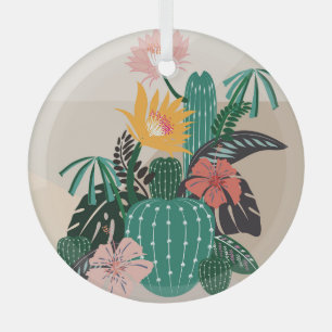 Botanical Blooming: Cactus Vintage Art. Glass Tree Decoration