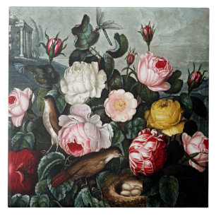 Botanical Blooms Roses Ceramics Tile