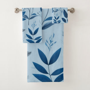 botanical blue bath towel set