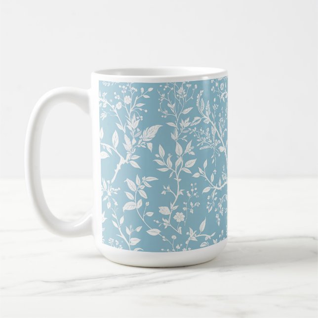 Botanical Blue Coffee Mug (Left)
