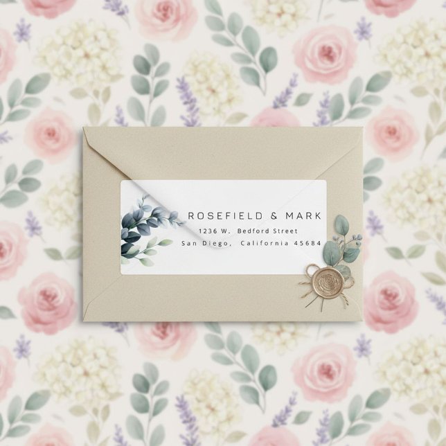 Botanical  blue eucalyptus branch return address (Creator Uploaded)