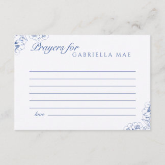 Botanical Blue Floral Baptism Prayer Advice Card