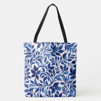 Botanical Blue Floral Design - Nature Inspired Tote Bag