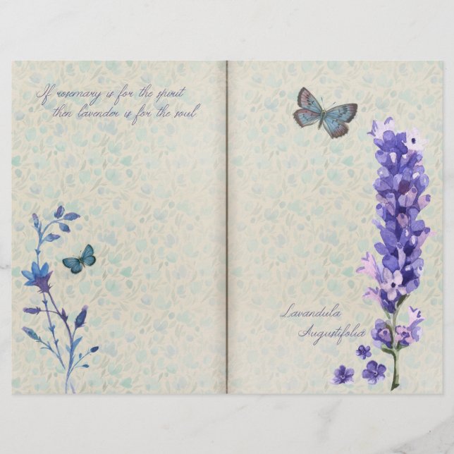 Botanical Blue Floral Scrapbook Ephemera (Front)
