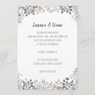 Botanical Blue Floral Wedding Invitation