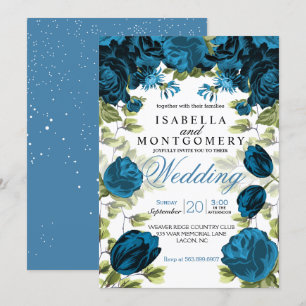 Botanical Blue Floral Wedding Invitation