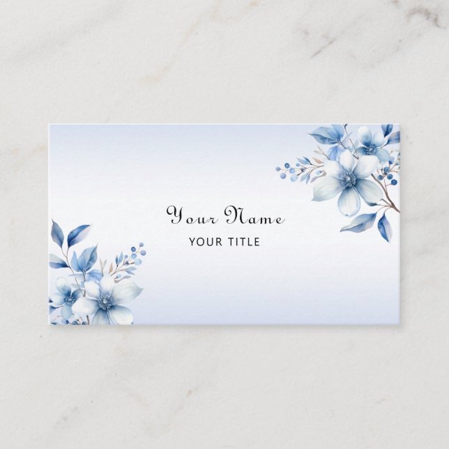 Botanical Blue Flowers Business Card (Front)