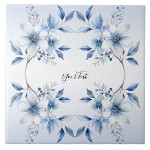 Botanical Blue Flowers Ceramic Tile