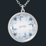 Botanical Blue Flowers Necklace<br><div class="desc">Beautiful Botanical Blue Flowers Necklace</div>