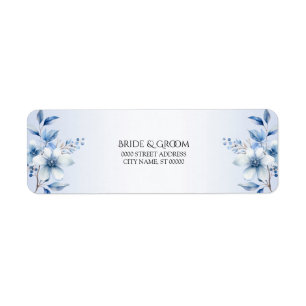 Botanical Blue Flowers Return Address Label