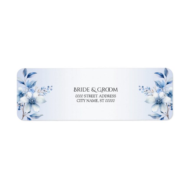 Botanical Blue Flowers Return Address Label (Front)