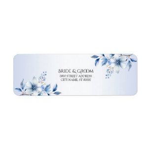 Botanical Blue Flowers Return Address Label