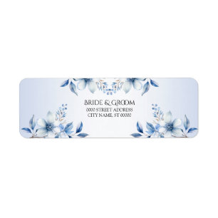 Botanical Blue Flowers Return Address Label