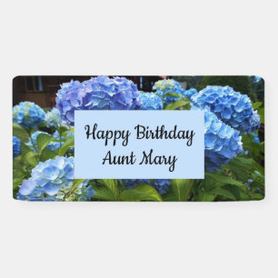 Botanical Blue Hydrangea Floral Birthday  Banner