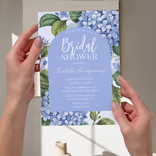 Botanical Blue Hydrangea Floral Bridal Style Invitation