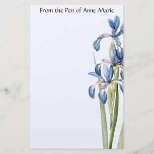 Botanical Blue Iris Flowers Floral Stationery