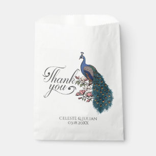 Botanical Blue Peacock Thank You Favour Bags