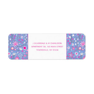 Botanical Blue Wildflower Floral Return Address
