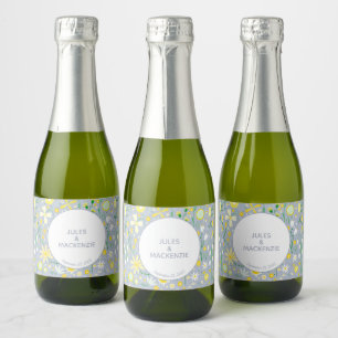 Botanical Blue Wildflower Floral Sparkling Wine Label