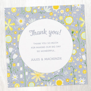 Botanical Blue Wildflower Floral Wedding Thank You