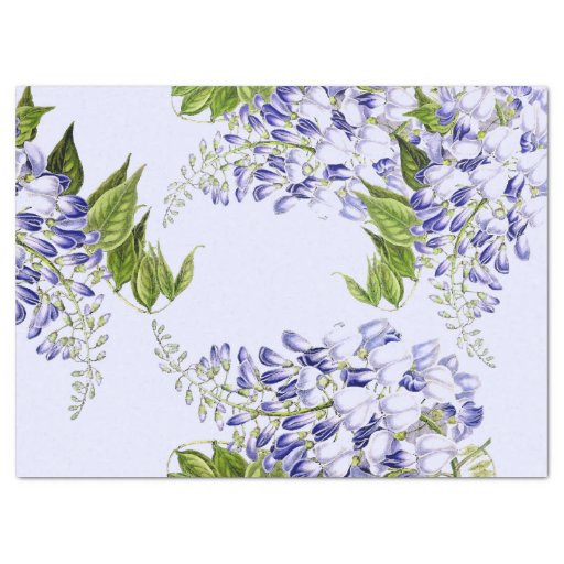 Image of Botanical Blue Wisteria Flower Floral Tissue Paper