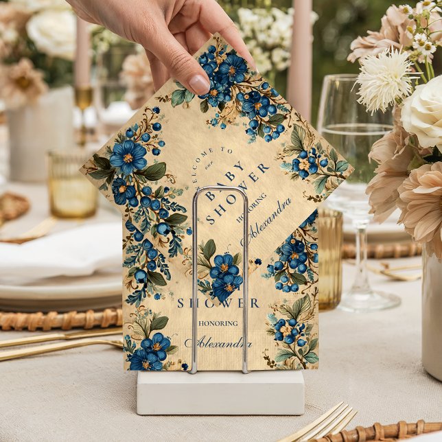 Botanical Blueberry Floral Baby Shower Napkin (Creator Uploaded)