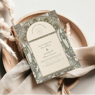 Botanical Blush Arch Art Nouveau wedding Invitation