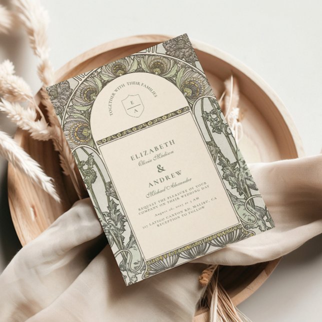 Botanical Blush Arch Art Nouveau wedding Invitation (Creator Uploaded)