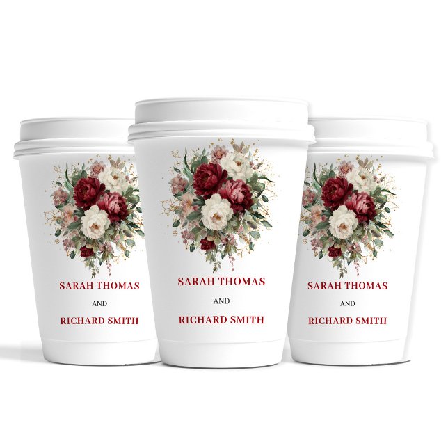 Botanical Blush Burgundy Greenery Wedding Cups (Botanical Blush Burgundy Greenery Wedding Cups)