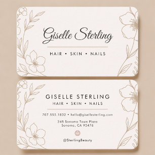 Botanical Blush Pink Black Floral Business Card
