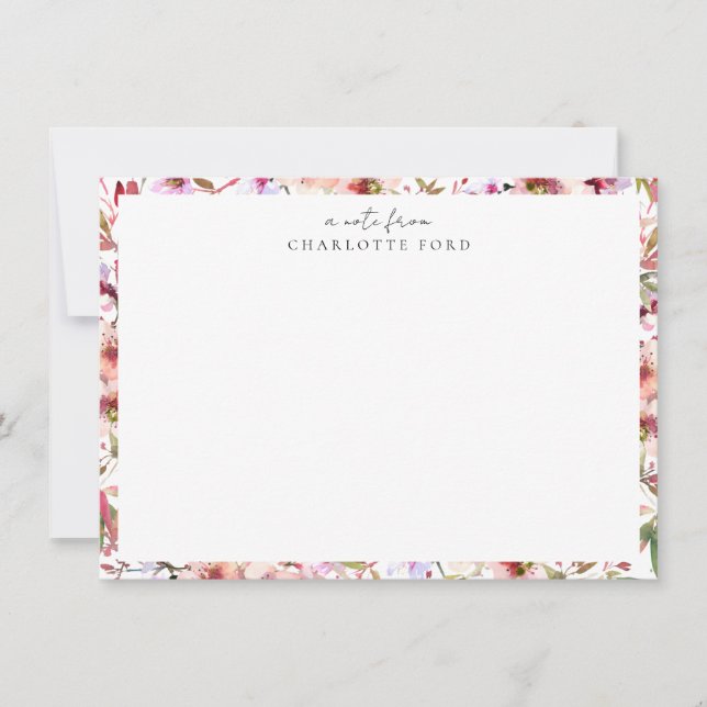 Botanical Blush Pink Cherry Blossoms Floral Frame Card (Front)