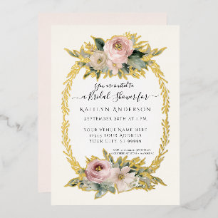 Botanical Blush Pink Flowers Elegant Bridal Shower
