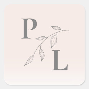 Botanical Blush Pink Monogram Sticker
