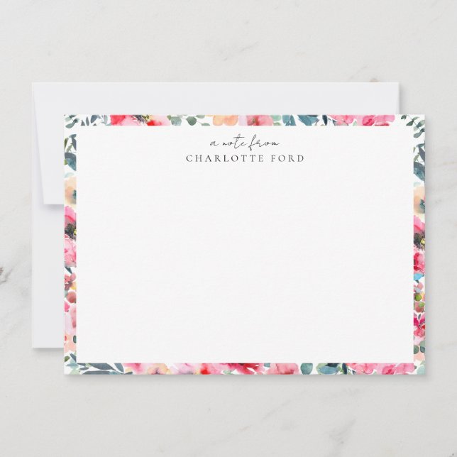 Botanical Blush Pink Rose Greenery Floral Frame Card (Front)