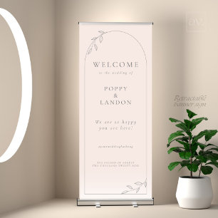 Botanical Blush Pink Wedding Retractable Banner