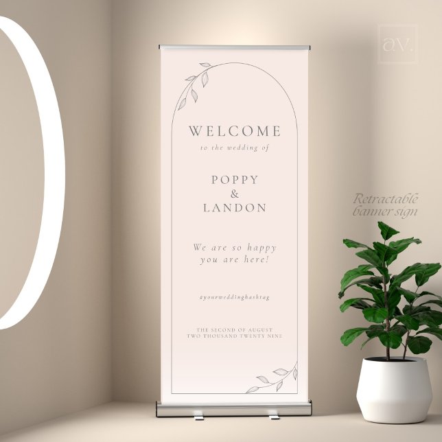 Botanical Blush Pink Wedding Retractable Banner (Creator Uploaded)