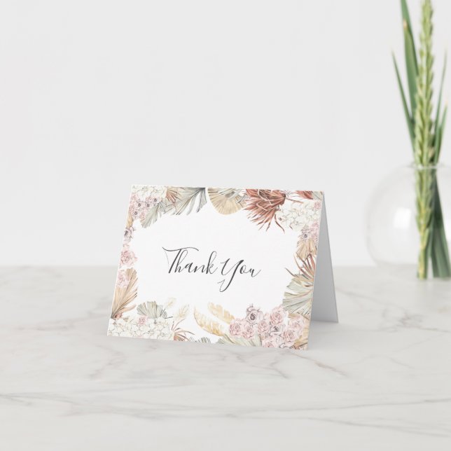 Botanical Bohemian Wedding Photo Thank You Card (Front)