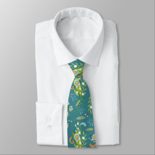 Botanical Boho Blue & Green Floral Tie