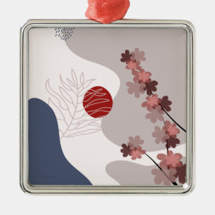 Botanical Boho Blue Magenta Metal Tree Decoration