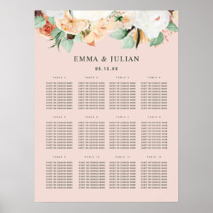 Botanical Boho Blush Pink Wedding Seating Chart 