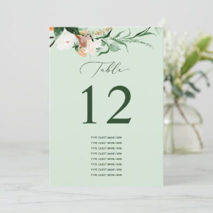 Botanical Boho Custom Guest Name Table Number