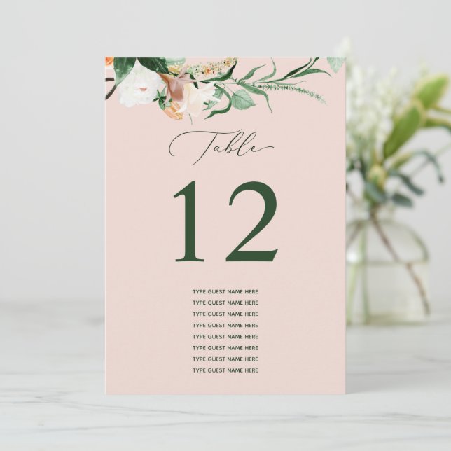 Botanical Boho Custom Guest Name Table Number (Standing Front)