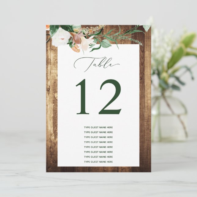 Botanical Boho Custom Guest Name Table Number (Standing Front)