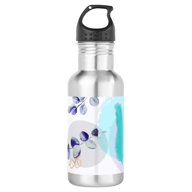 Botanical Boho Cyan Purple  532 Ml Water Bottle (Front)