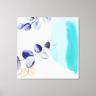 Botanical Boho Cyan Purple Canvas Print