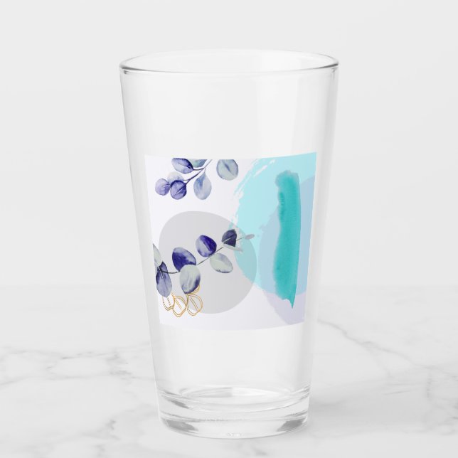 Botanical Boho Cyan Purple  Glass (Front)