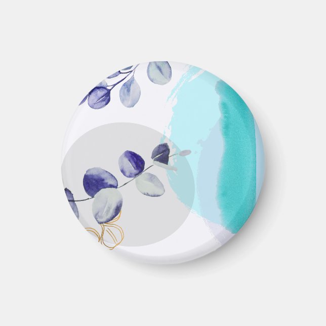 Botanical Boho Cyan Purple Magnet (Front)