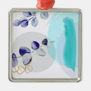 Botanical Boho Cyan Purple Metal Tree Decoration