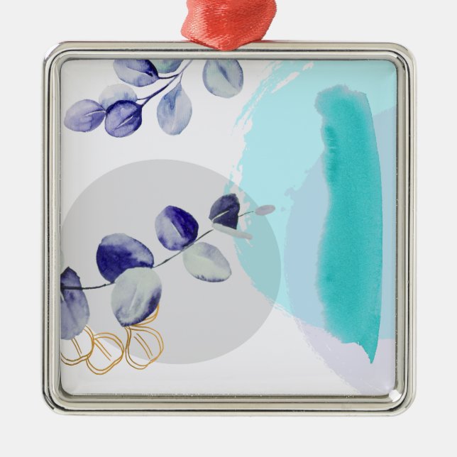 Botanical Boho Cyan Purple  Metal Tree Decoration (Front)