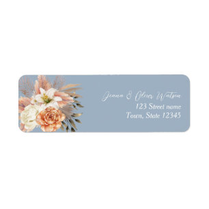 Botanical Boho Dusty Blue Wedding Return Address